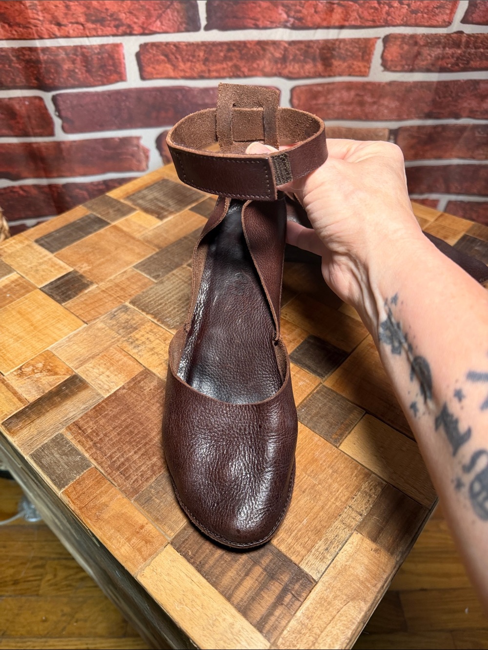🥿 Trippen Brown Leather Platform Slingback Heels EU 38 (8 US) Germany - Picture 2 of 9